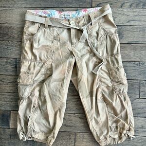 Y2k Tan Camo Cargo Capri Pants